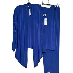 Chicos Travelers 3pc Set Purple Basil Paige Jacket Tank Essence Pants 3 Short XL